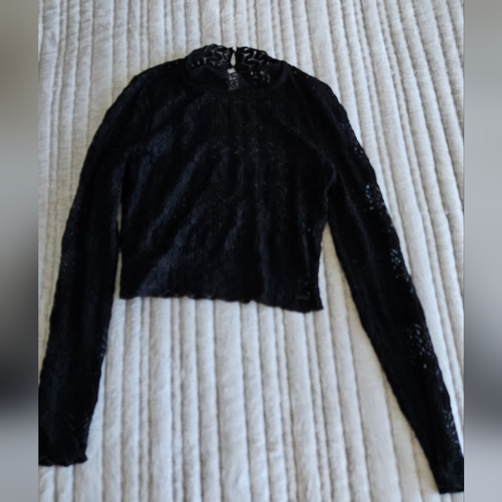 Hurley Black Lace Long Sleeve Blouse, Matching Pants Are Listed for Sale Also